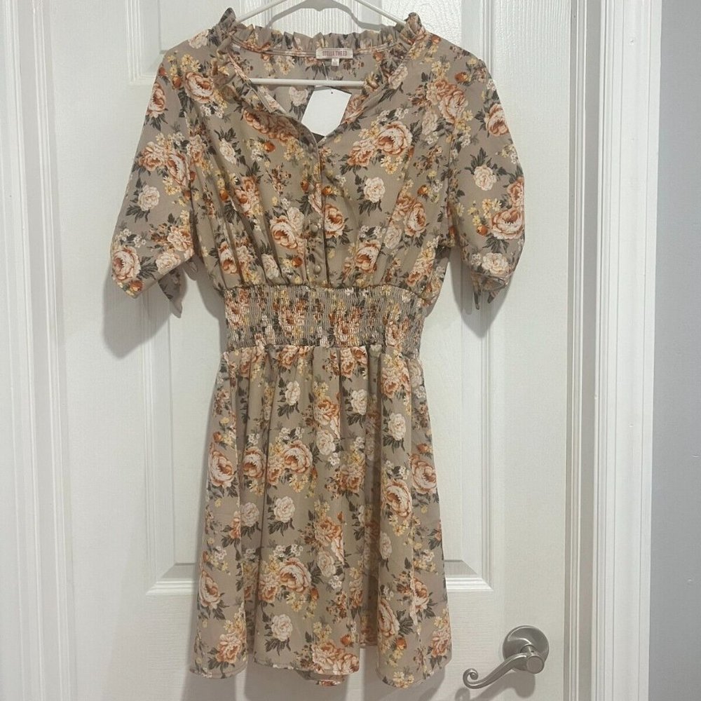 Stella Tweed Floral Summer / Sundress Dress NWT XL